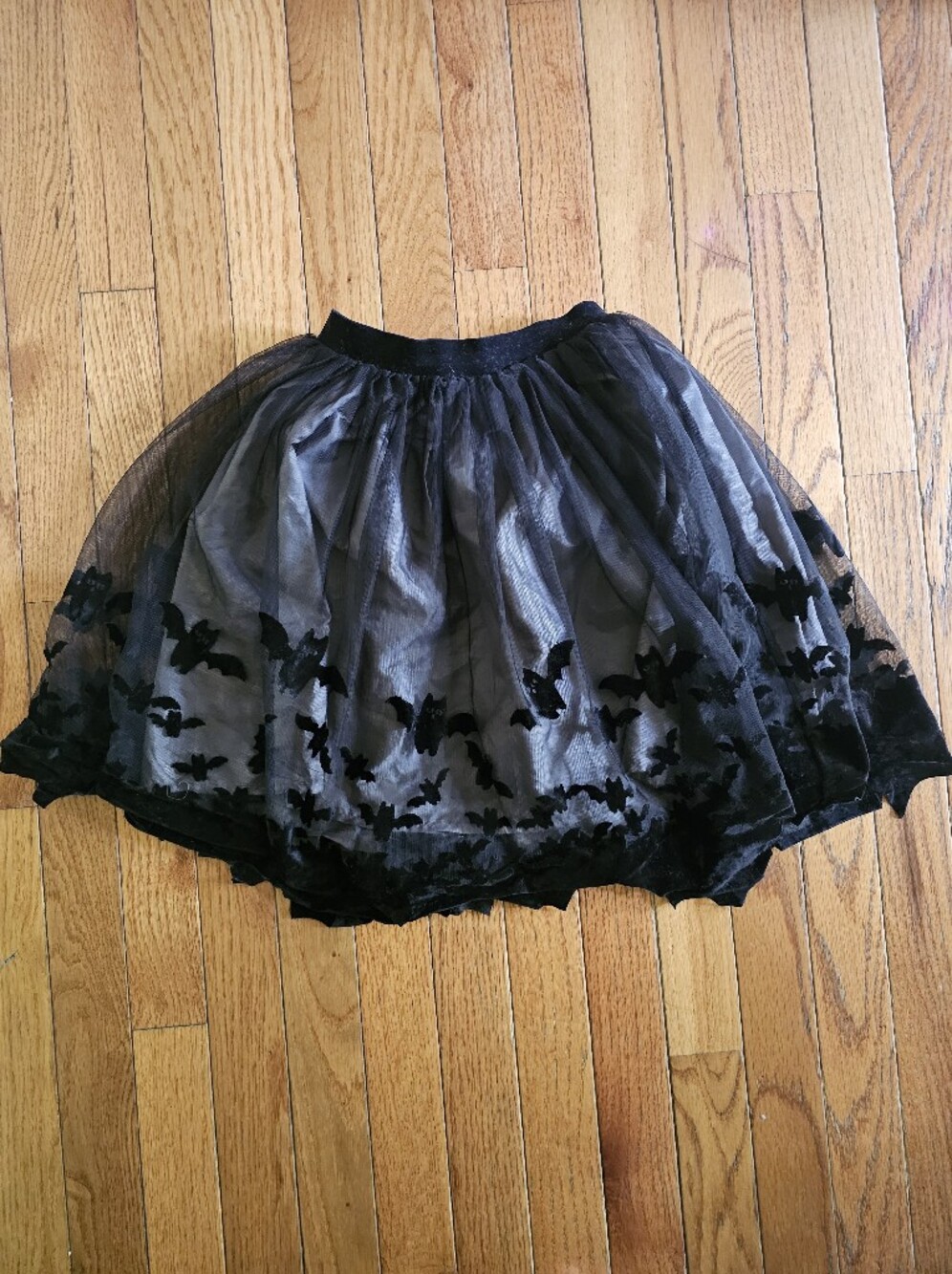 H&M Black Tulle Skirt with Bat Appliqués Size 8-10